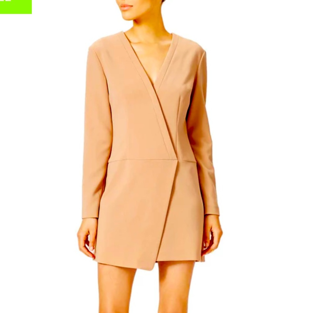 CYNTHIA STEFFE Camel Wrap Dress long sleeve neutral classy dress Size 2